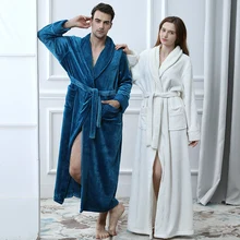 Зимний халат для мужчин и женщин, теплый супер мягкий фланелевый банный халат из кораллового флиса, мужской халат кимоно, мужской халат, халаты