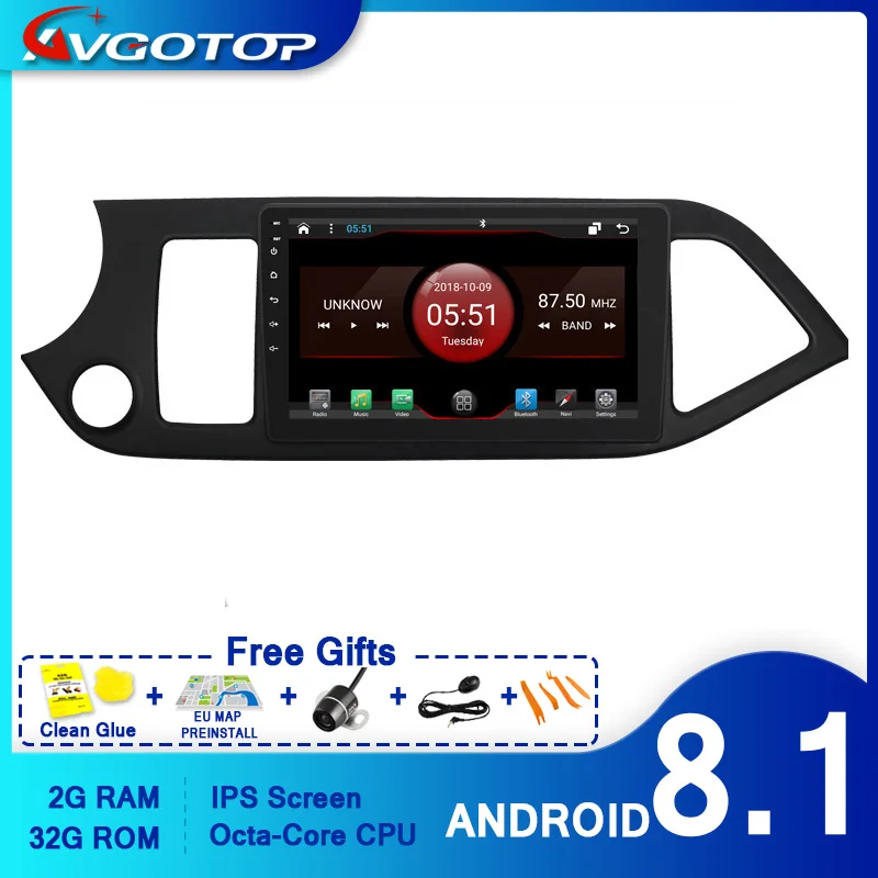 AVGOTOP автомобильный dvd плеер GPS для KIA Morning/Picanto 2014 мультимедийный навигационный
