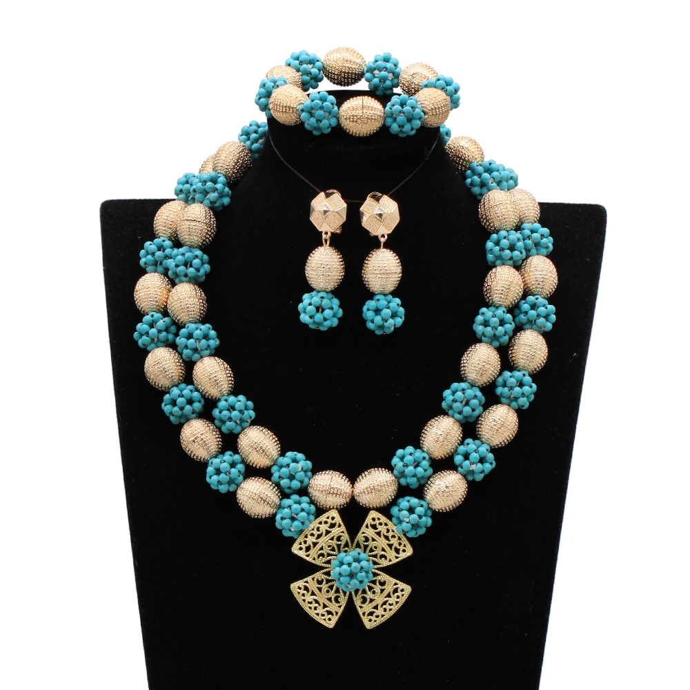 

Модные нигерийские Свадебные двухслойные африканские шарики, набор золотых ювелирных изделий, массивные Свадебные украшения для вечеринки, синие, фиолетовые, лавандовые ABG064