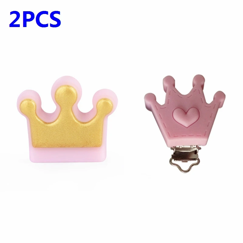 Crown Pink 5 шт Силиконовые Бусины-короны Perle, Силиконовые Зубные Прорезыватели для зубов, бусы для ожерелья, пищевого качества, для мам, кормящих, сделай сам, ювелирные изделия, Детские Прорезыватели - Цвет: Crown Pink