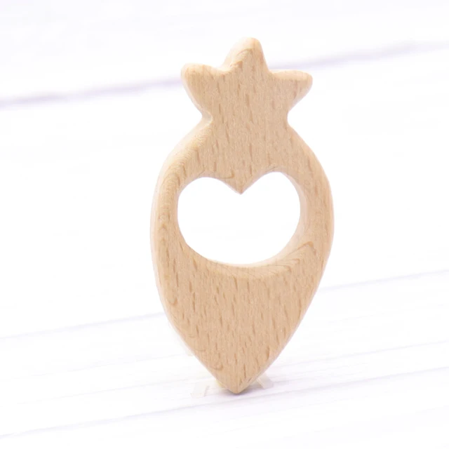 1pcs Baby Animal Natural Beech Teething Wooden Teether Rodent Flowers Clouds Tiny Rod   Pendant For Pacifier Chain  Products A32