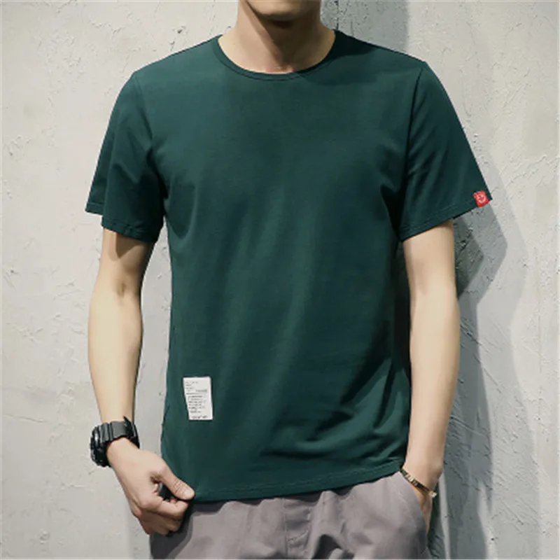 

T-shirt men's short-sleeved summer trend Slim cotton solid color Korean version of the round neck loose T-shirt
