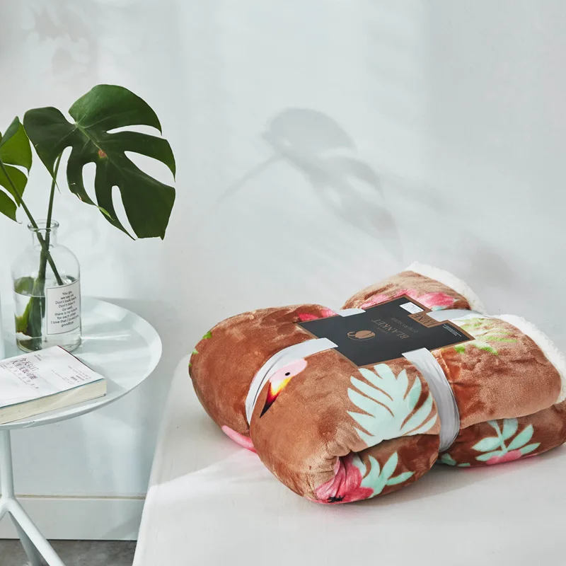 Flamingo Двухслойное Композитное утолщенное одеяло из овчины, Флисовое одеяло, утяжеленное одеяло, зимнее одеяло - Цвет: Flamingo