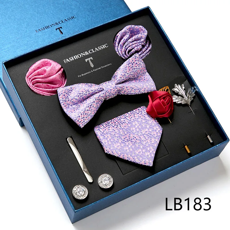 Free Shipping Men's Tie Set Luxury Gift Box Silk Tie Necktie Set for Men 8pcs Inside Packing