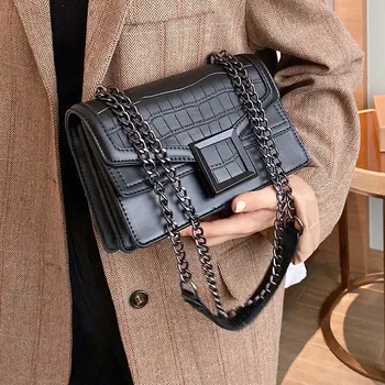 

Stone pattern Small PU Leather Crossbody Bags For Women 2019 new Fashion Shoulder Messenger Bag Lady Luxury Chain Handbags
