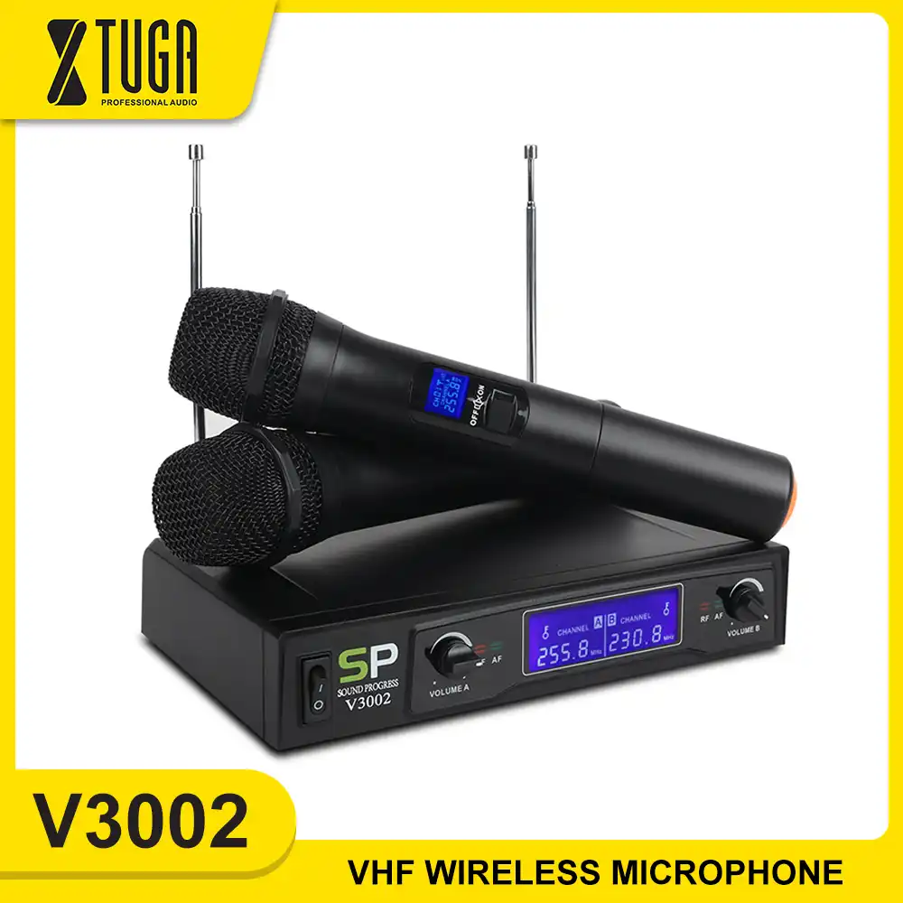 Xtugaデュアルチャネルvhfハンドヘルドワイヤレスマイクシステムプロフェッショナル2ハンドヘルドマイク家族のパーティー カラオケ 結婚式 教会 マイクロフォン Aliexpress