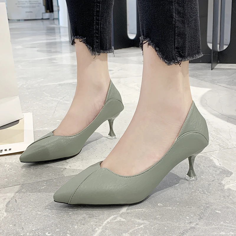 

Thin High Heel Women Shoes 2020 Spring Fashion Office High Heels Pointed Toe Women Pumps 6 Cm High Heel Ladies Shoes 3 Colors
