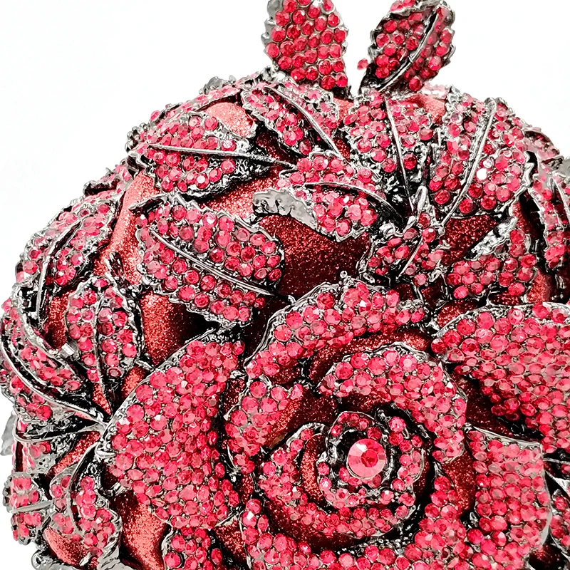 Новейшая женская вечерняя сумочка с бриллиантами, маленький кошелек, роскошные клатчи, Свадебная вечеринка, элегантный цветок розы, хрустальные кошельки