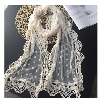 

Surface floral poka dots handmade embroidery lace sweet travelling photo scarf