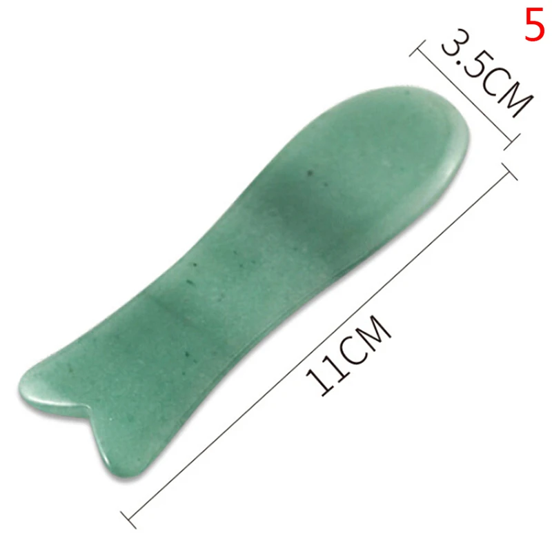 5 Handmade Natural Jade Face Acupuncture Point Guasha Massage Tool SPA Therapy Rose Quartz Jade Stone Gua Sha Scraping Massager - Цвет: 5