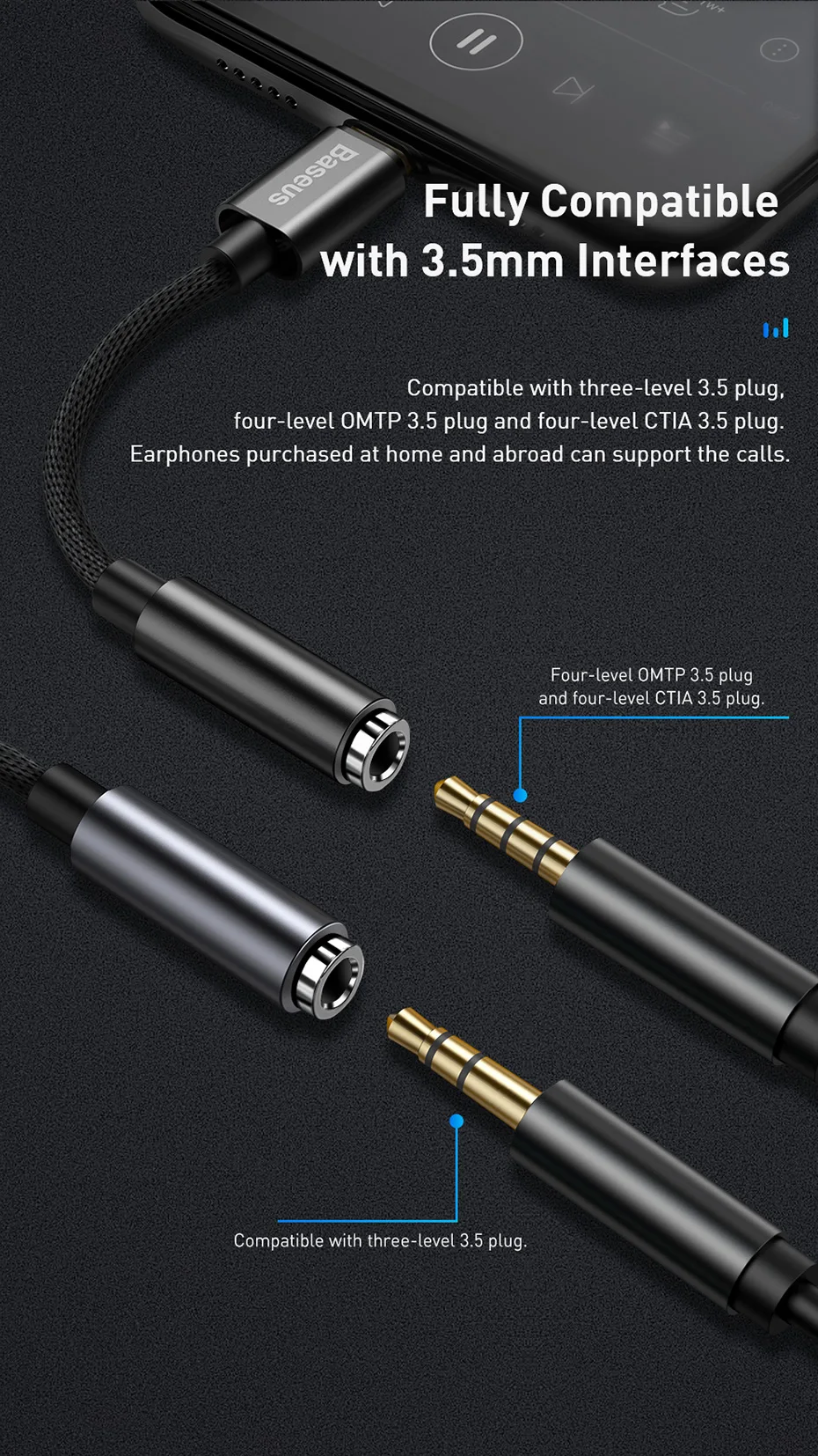 Baseus AUX аудио кабель-адаптер для iPhone 11 Pro XS Max Xr X 8 7 Plus адаптер для Lightning до 3,5 мм разъем для наушников OTG конвертер