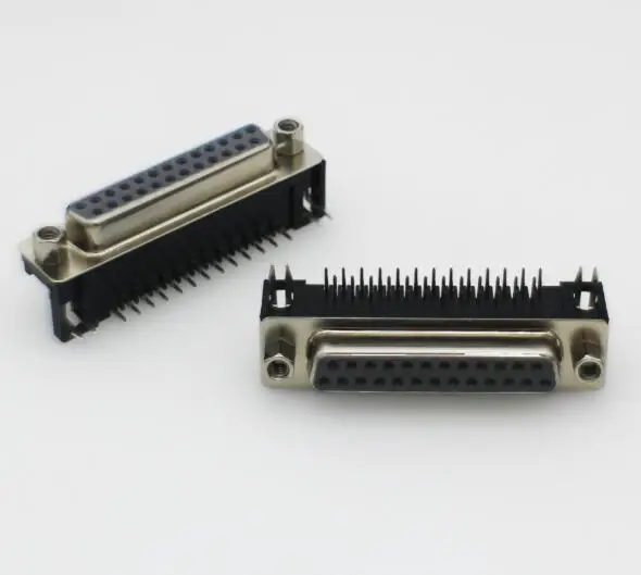 

100 шт. DB25 Женский DR25 мужской D-sub правый угол PCB Крепление двухрядные контакты Электрический разъем розетка с винтовыми гайками