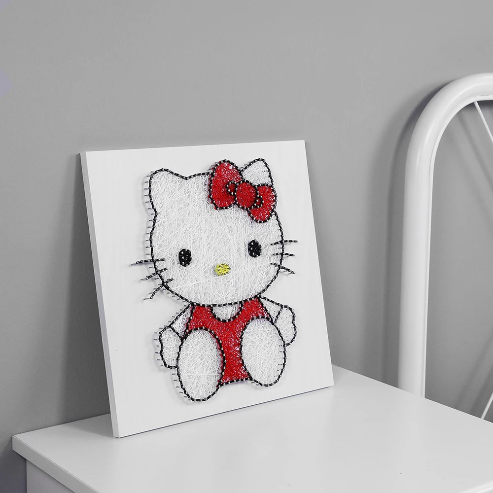 3D yarn painting String drawing Art decompression parent-child DIY handmade material package Children's gift hellokitty | Дом и сад