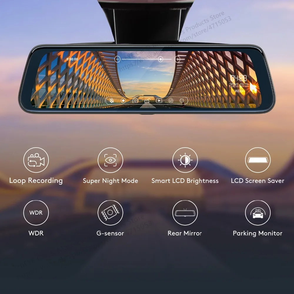 ThiEYE CarView 2 Автомобильный видеорегистратор камера 10 дюймов Full HD 1080P зеркало заднего вида видео регистратор с 720P двойной объектив регистрационная видеокамера