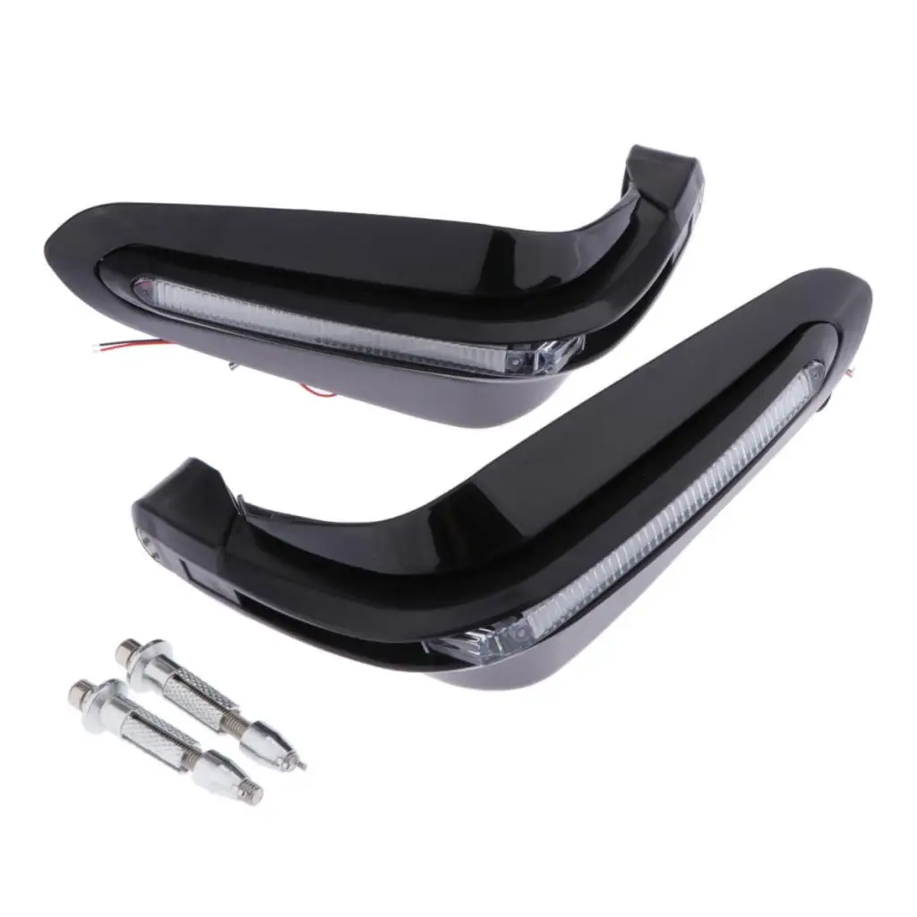 2PCS Motorcycle Handlebar Brush Bar Handguards Wind Guard with LED Indicators Lights Universal Fit for Motocross Dirt Bike