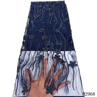 Африканская ткань белая вышитая французская кружевная ткань вышитая бисером 3d Кружевная аппликация бирюза нигерийское свадебное платье Сетчатое кружево X2968 - Цвет: As Picture