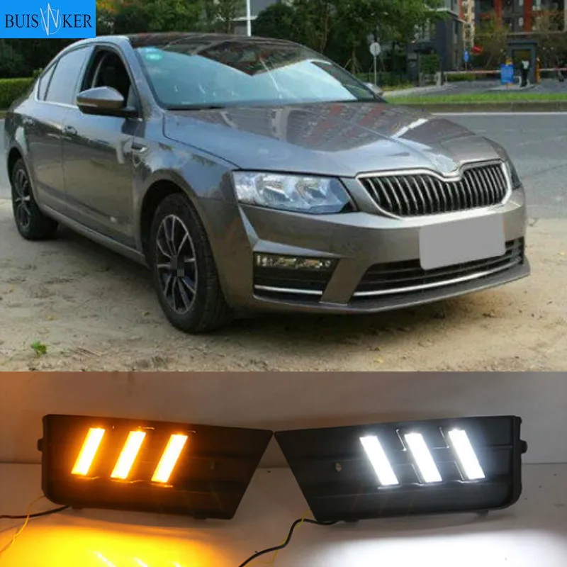 

Автомобильные аксессуары для Skoda Octavia 2017, водонепроницаемые противотуманные фары 12 В DRL, декоративные светодиодные дневные ходосветильник