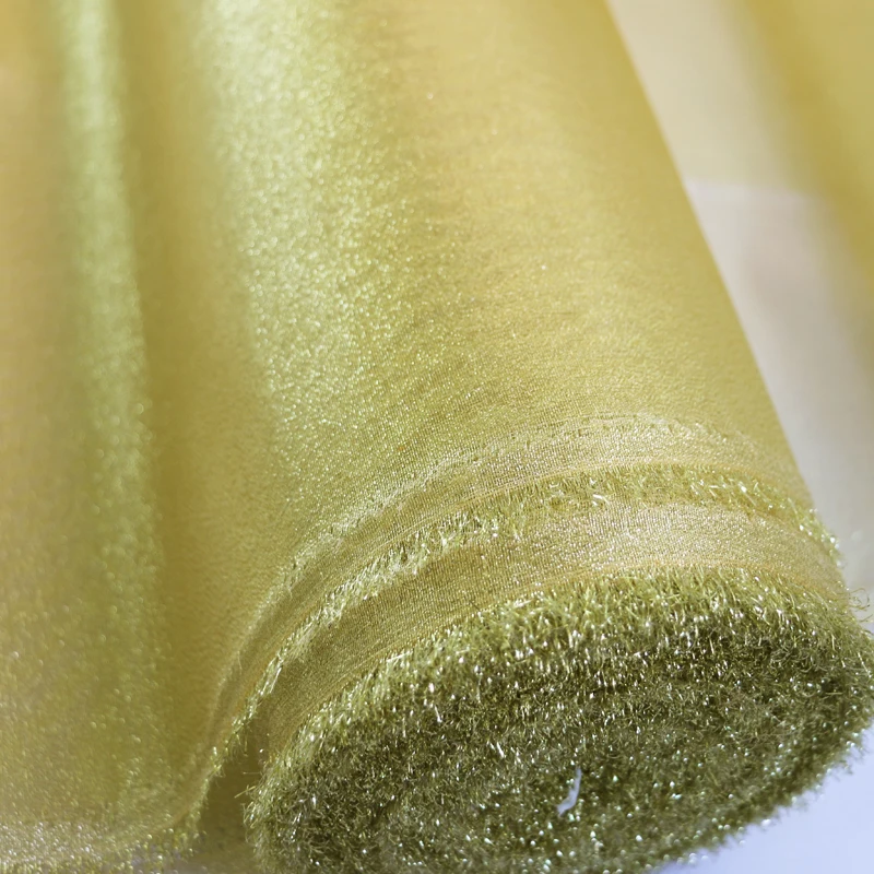 Per Meter Gold Indischer Gaze Stoff Dekorationen Material Glänzend Steif