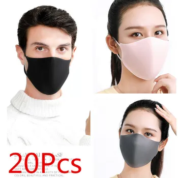 

100/10 Pcs 3D Fashion Black Mask Washable Elastic Earloop Face Breathing Mask Reusable Anti Dust Cotton Mouth Mask For Adults