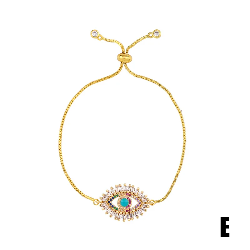 Браслет evil Eye женский CZ Радуга турецкий синий глаз браслет девушки ожерелье от сглаза - Окраска металла: Имитация родиевого покрытия
