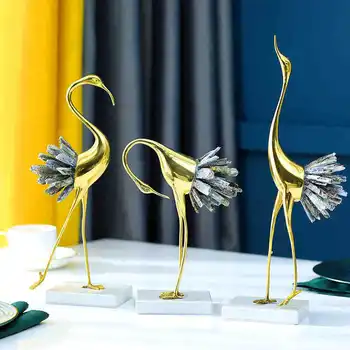 

Light luxury furnishing new Chinese style crane crystal home decoration living room porch TV cabinet model