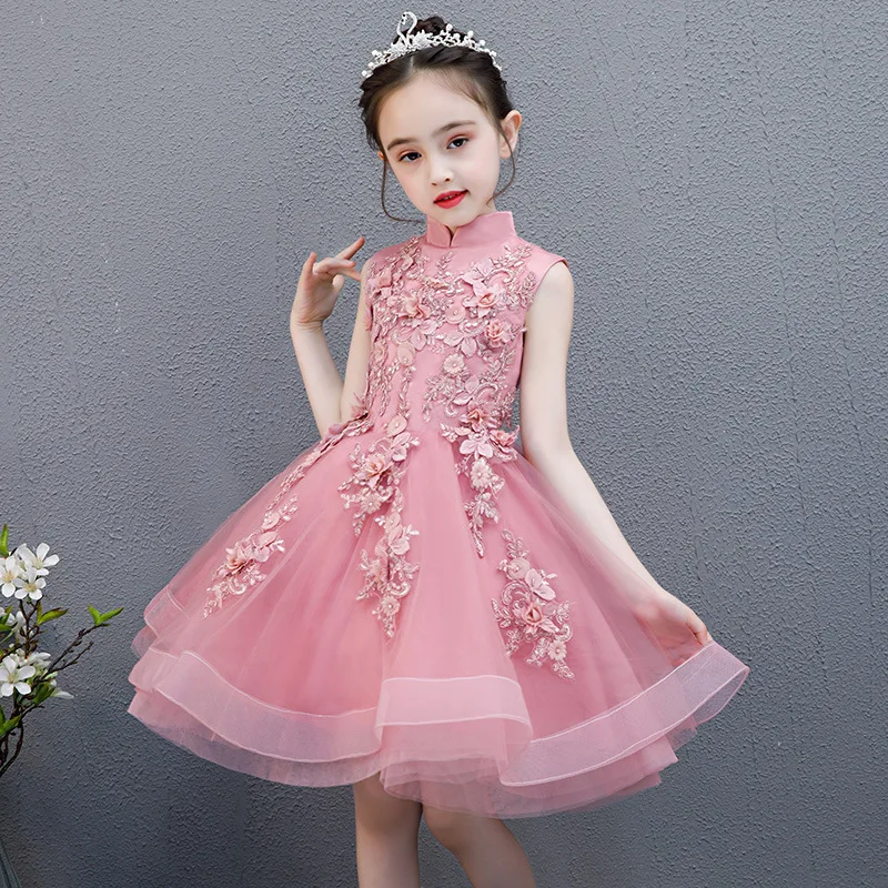 

Flower Girl Dresses for Wedding Princess Tutu Lace Appliqued Vintage Girl First Communion Dress Girl Party Bridesmaid Costume