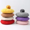 Children Pompoms Beret Hat Solid Color Octagonal Cap Girls Winter Wool Painter Hats For 1-3 Years Kids ► Photo 2/6