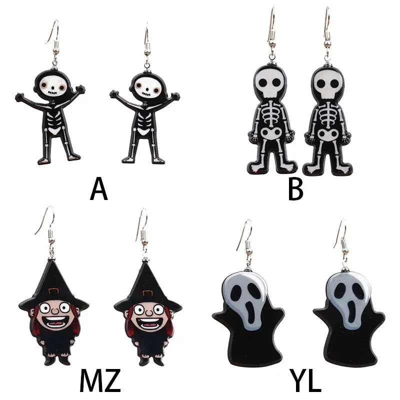 

Women Style Vintage Personality Halloween Party Human Skeleton Shape Acrylic Dangle Earrings