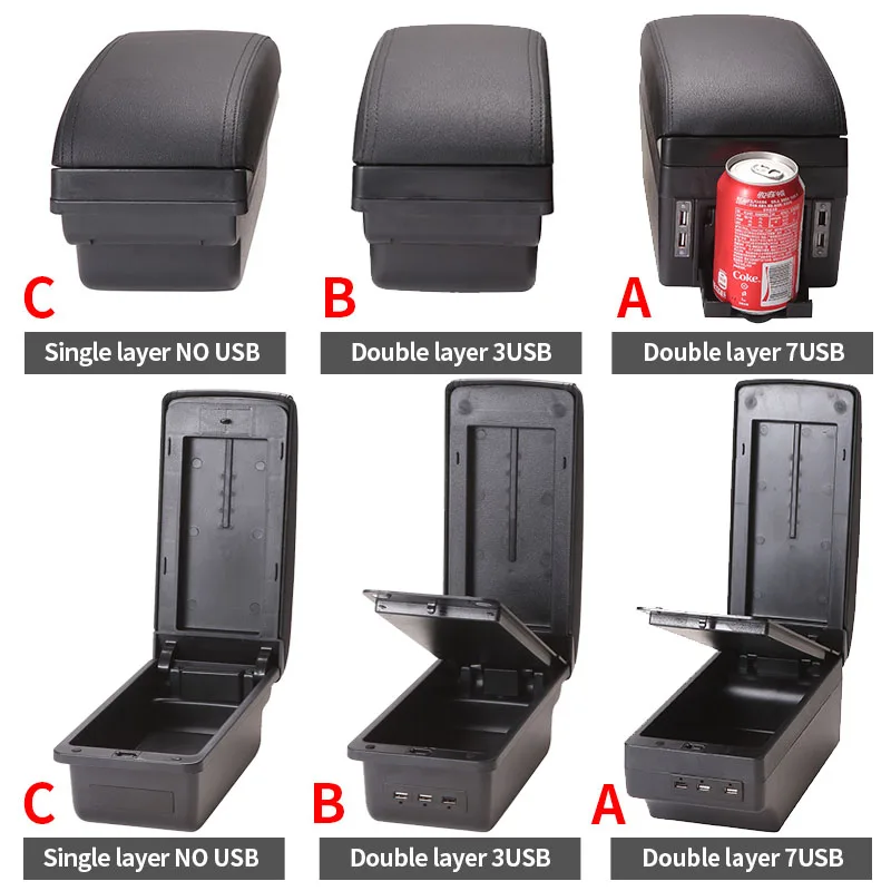 For Opel Corsa Armrest For Opel Corsa D Car armrest box accessories interior storage box Retrofit parts With USB