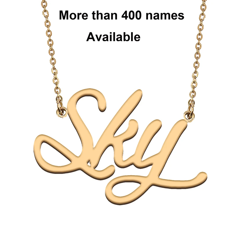 空の誕生日パーティー クリスマス 新年 卒業 結婚式 バレンタインデーのギフトのための筆記体の手紙の名前のネックレス チェーンネックレス Aliexpress
