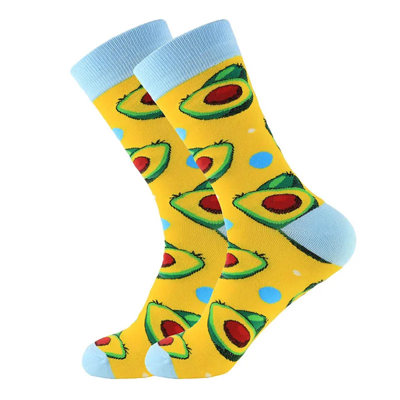 Женские носки, Забавные милые Мультяшные носки с фруктами, бананами, авокадо, лимоном, яйцом, фри, бургером, сыром, едой, счастливым японским Харадзюку, скейтбордом - Color: 1