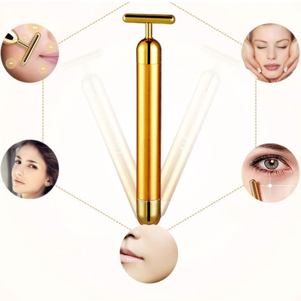 24k Gold Energy Beauty stick вибрирующий Укрепляющий и удаляющий морщины массажер для лица