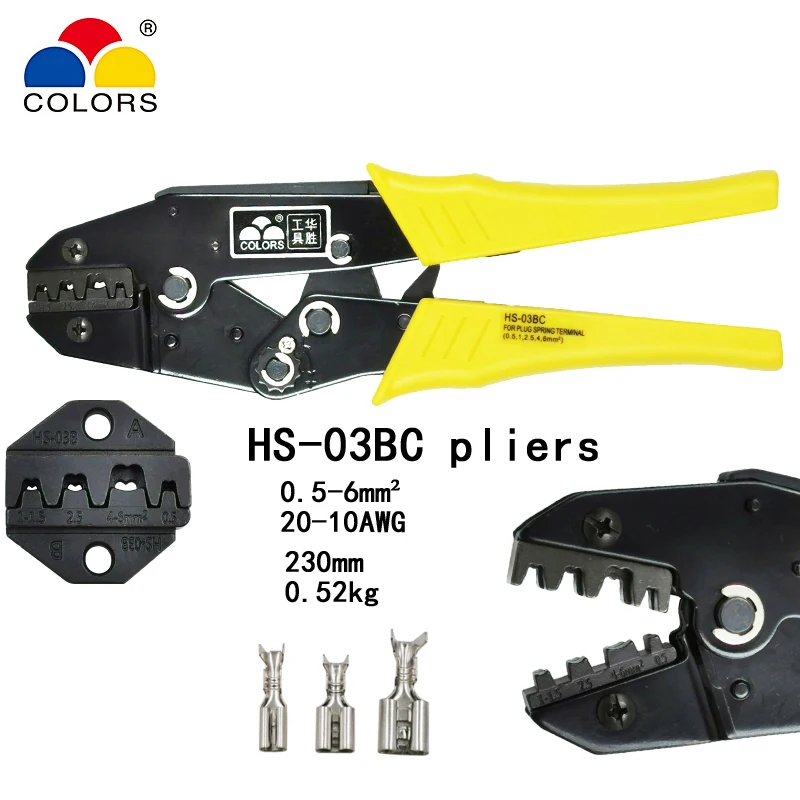 HS-03BC обжимные клещи для зачистки электрических инструментов 40J/10WF/10A/2546B 4 Челюсти для изоляции трубки pulg MC4 терминалы