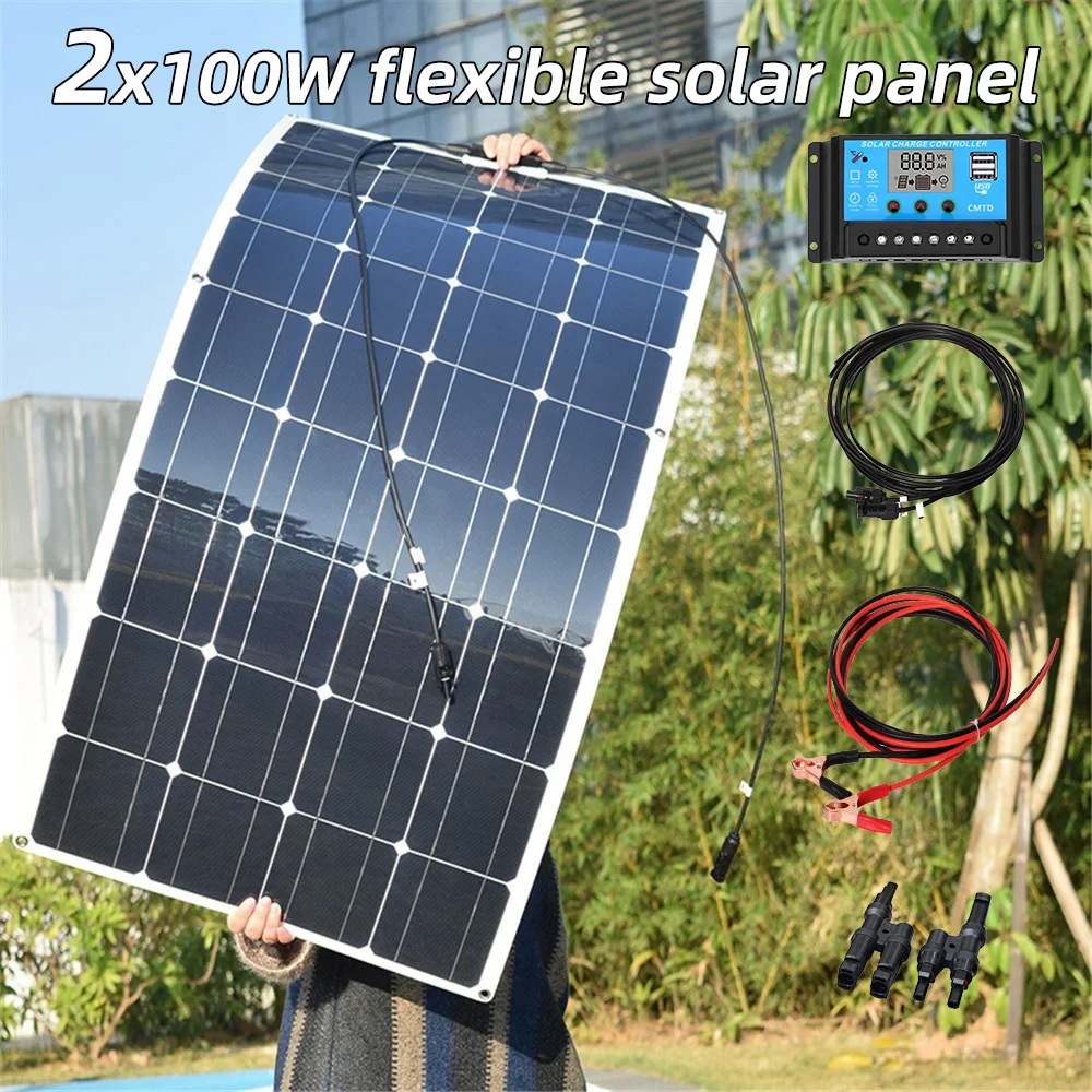 Наборы системы солнечных панелей 2x100W 16V гибкий монокристаллический