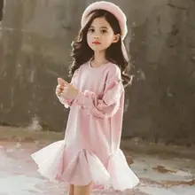 Новая модная детская одежда кружевное платье принцессы вечерние Пышное Платье для малышей платья с длинным рукавом для детей, одежда для детей 10 Для детей 12–14 лет