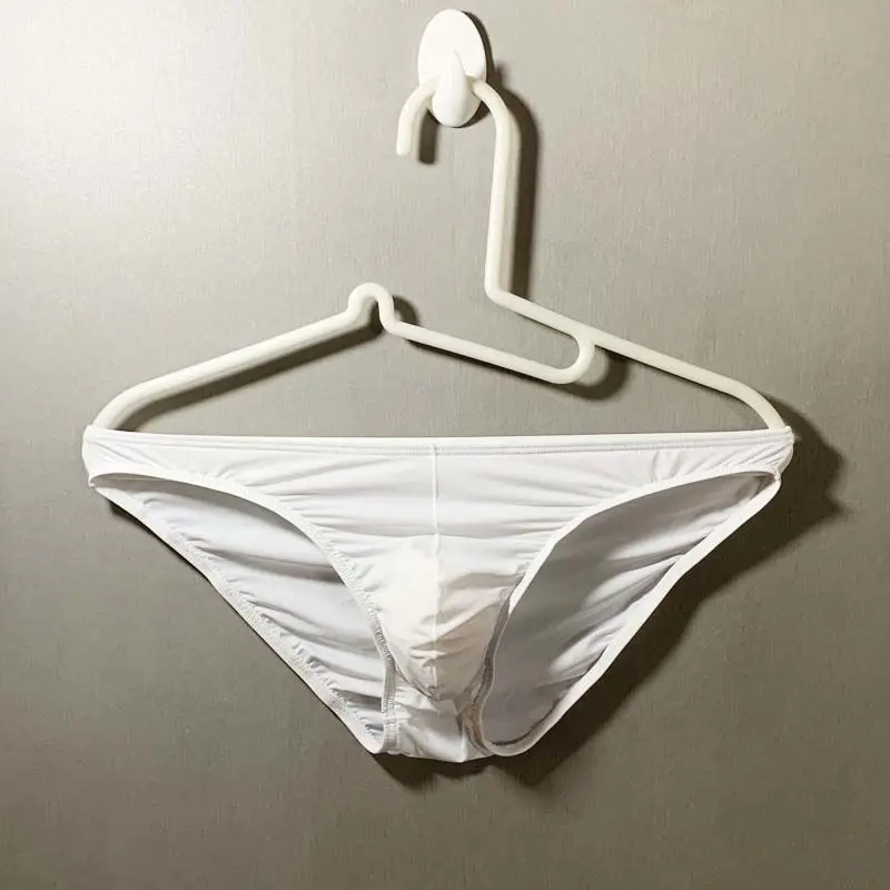 

2pcs New trendy men's underwear briefs sexy transparent jacquard breathable printing lace triangle U convex lace edge