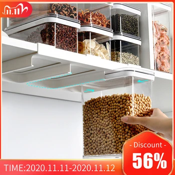 

Food storage box Grain storage rack with wall-mounted plastic container storage box Transparent grain tank kitchen supplies