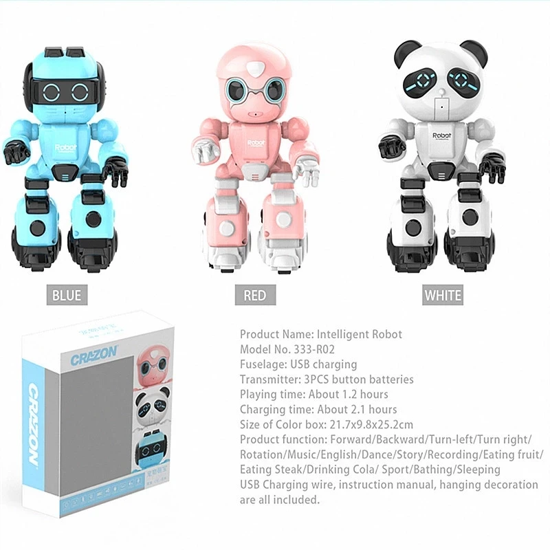 Intelligent Remote Control Robot With Recording Magic Voice Can Music Dancing Walk Smart Follow Function Toy Kid Adult Gifts RTR 6