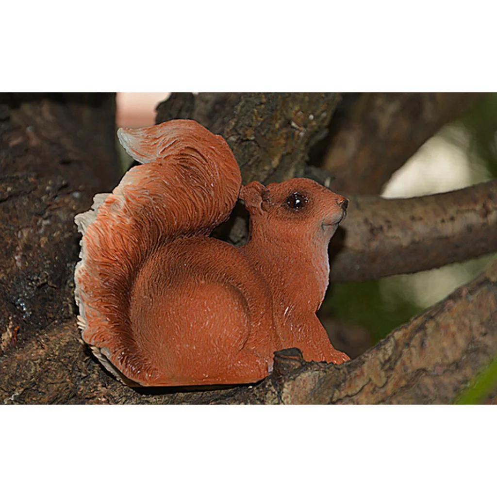 Brown Squirrel Sculpture Statue Lawn Home Office Table Decor Indoor Outdoor