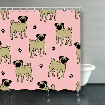 

Seamless Pattern Funny Happy Animals Wildlife Pug Animals Wildlife Backgrounds Textures Pug Backgrounds Textures Shower Curtain