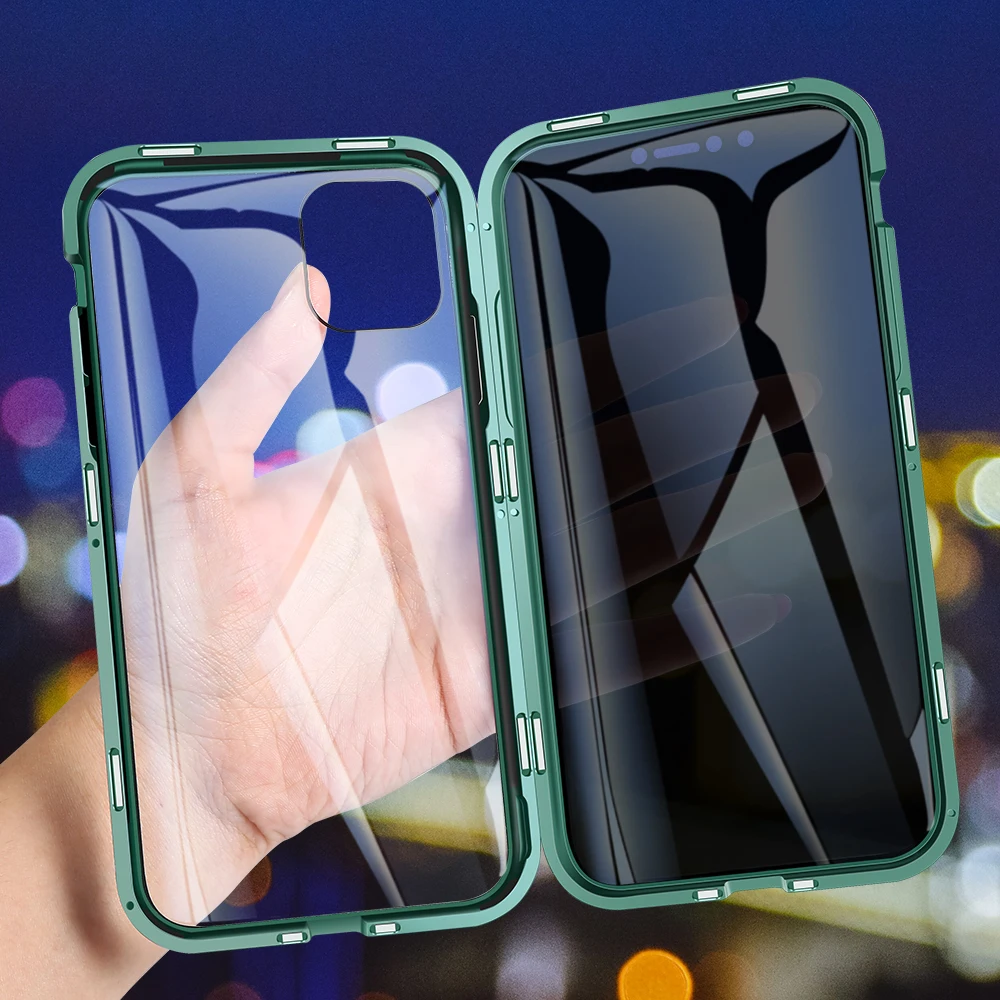 Магнитное закаленное стекло металлический чехол для iPhone 11 Pro XR XS 11Pro MAX X 8 7 6 6S Plus 360