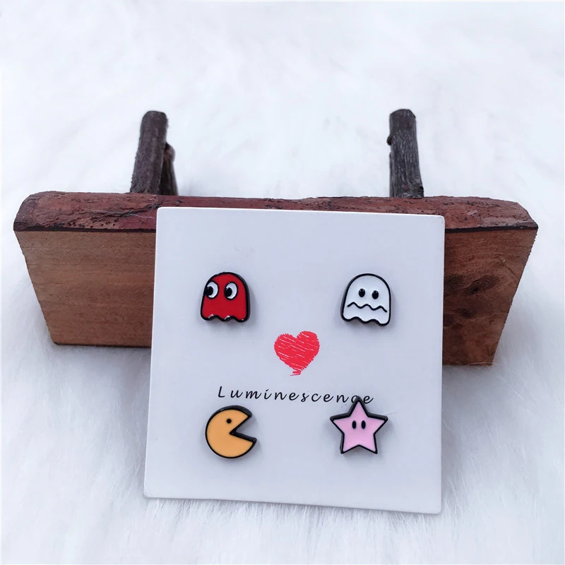 EUPNHY 20 шт всего 80 шт Pac-Man и Phantom Post милые серьги-гвоздики гипоаллергенно серьги ювелирные подарки