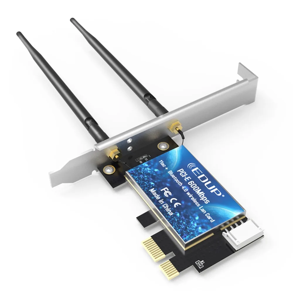 EDUP двухдиапазонный AC600 WiFi Bluetooth адаптер PCI Express 2,4 ГГц/5,8 ГГц с 2* 5DBi антенной ноутбук Wi-Fi Bluetooth сетевая карта