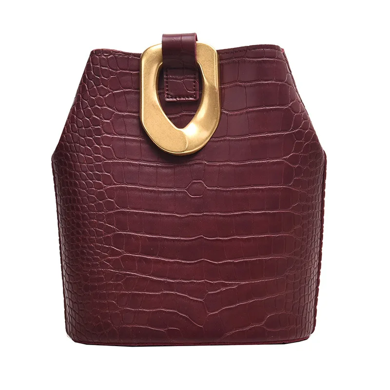Сумки для женщин,, кожаная сумка, роскошный дизайн, камень, узор, ведро, клатч, высокое качество, женская сумка через плечо, женская сумка - Цвет: Red