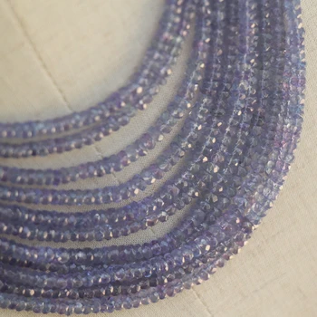

13 Inch Strand, Finest Quality,NATURAL Burmese Light Blue Sapphire Micro Faceted Rondelles Beads 3-5mm aprx