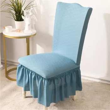 

Ruffle skirt Spandex Elastic All-inclusive chair cover Removable Anti-dirty Kitchen Chair Cover for Banquet wedding Decoration