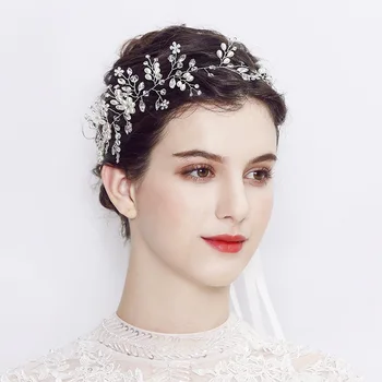 

Wedding Headdress Accessories Handmade Headpiece Charming Crystal Flower Headband Bride Tiaras Floral Hair Jewelry TS115