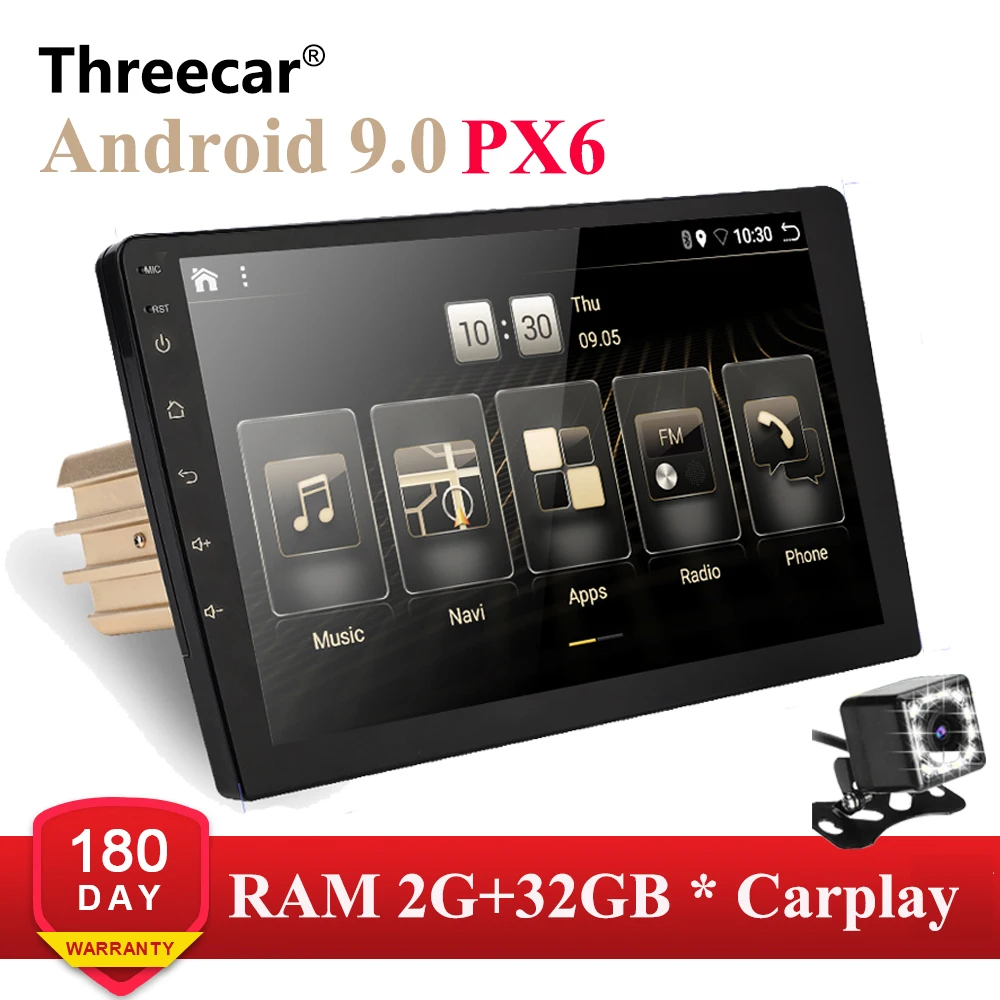 

2 din Android 9.0 Octa Core PX6 Car Radio Stereo GPS Navi Audio Video Player Wifi BT HDMI Carplay TV OBD DAB+ SWC 4G+32G