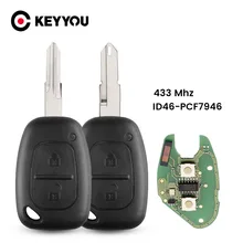 Keyyou para renault mestre de tráfego vivaro movano kangoo remoto chave fob 2 botões 433mhz id46 chip transmister ne73 vac102 lâmina