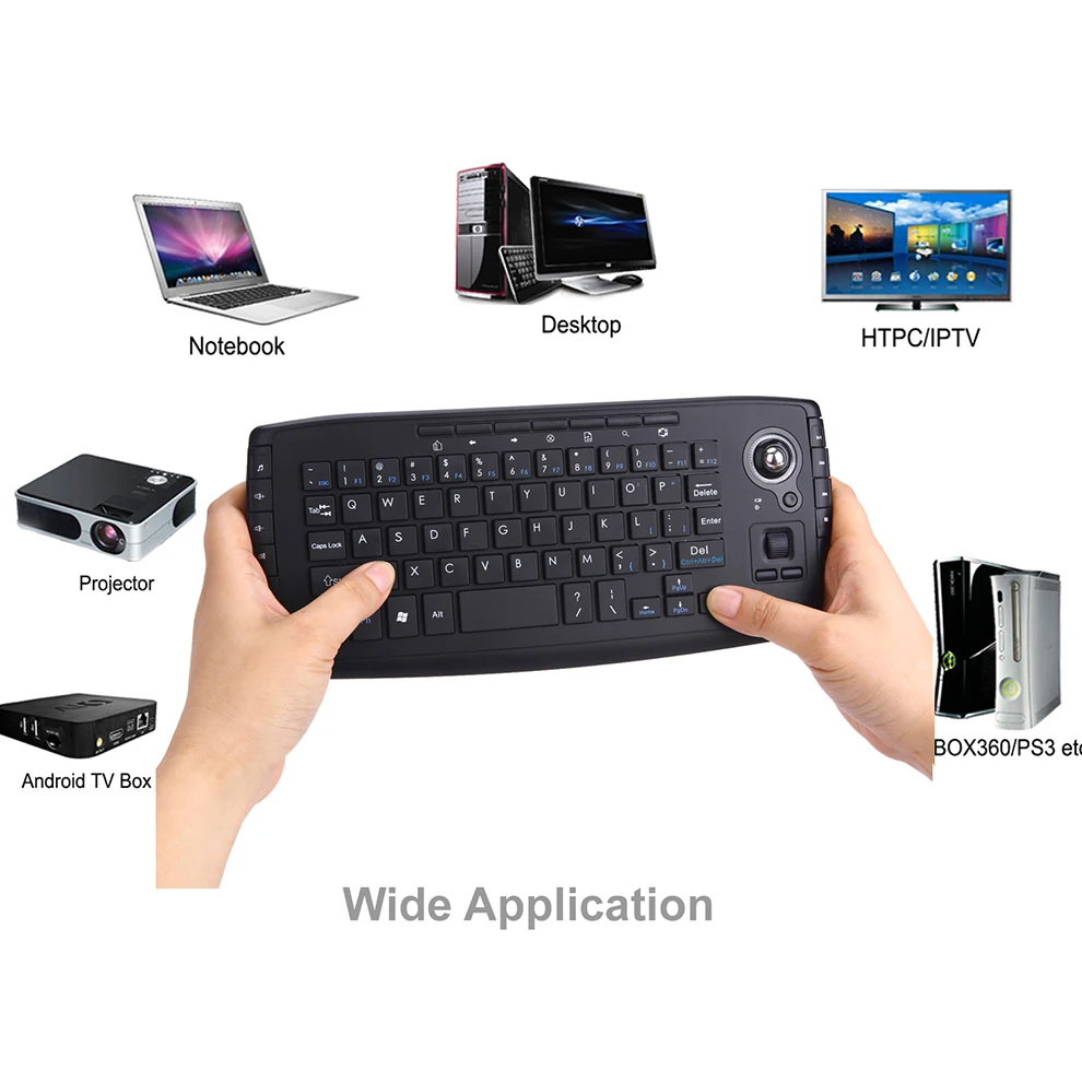 Mini Teclado Ergonômico com Trackball Air Mouse Função 1200dpi tv 2.4g sem Fio Laptop pc tv - Imagem 2